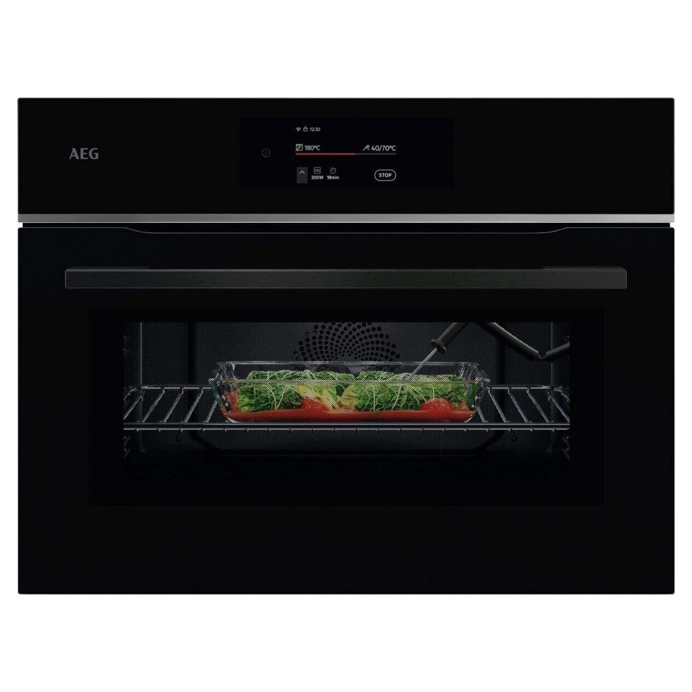 AEG  Series 8000 Built In Combi Microwave For Tall Housing TK8NK721B - Black