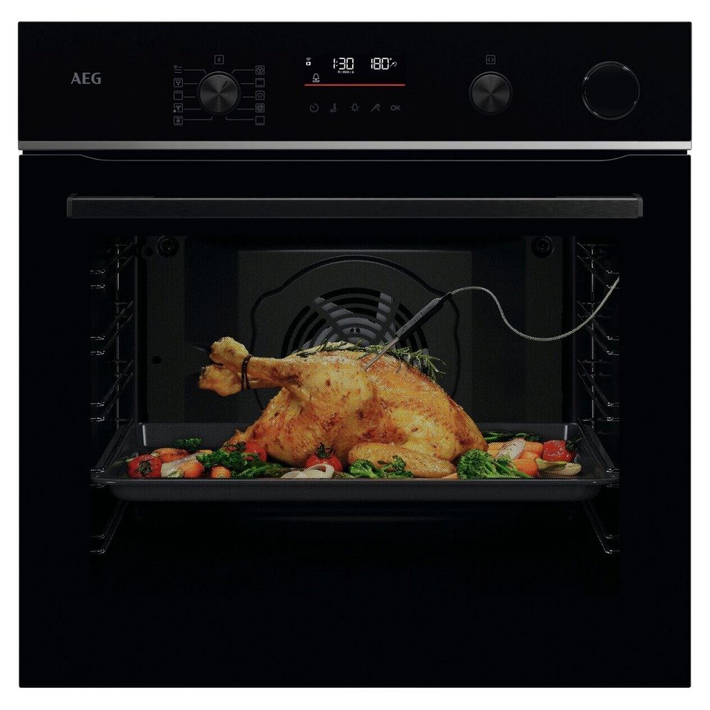 AEG  Series 6000 Pyrolytic SteamCrisp Multifunction Single Oven TR6PB521SB - Black