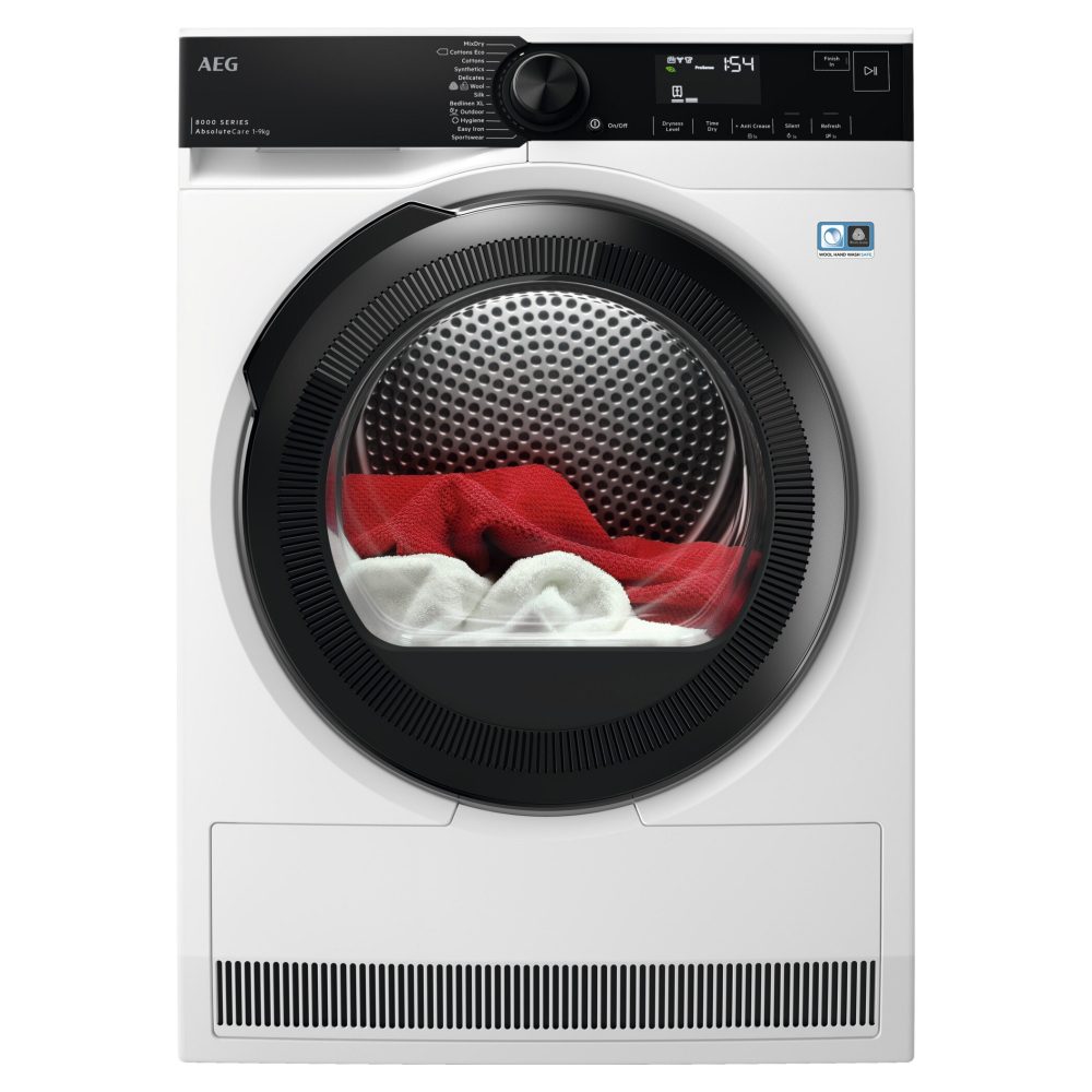 AEG  9kg Series 8000 Heat Pump Condenser Tumble Dryer TR849P4B - White