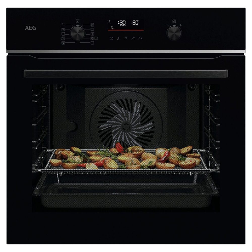 AEG  Series 6000 Pyrolytic SteamBake Multifunction Single Oven TS6PB521AB - Black
