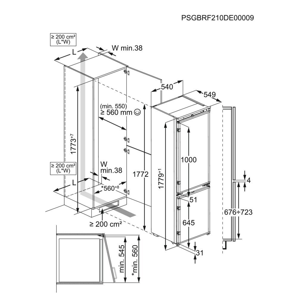 AEG 177cm Series 7000 Integrated 70/30 Frost Free Fridge Freezer TSC7M181DS AEG 177cm Series 7000 Integrated 70/30 Frost Free Fridge Freezer TSC7M181DS