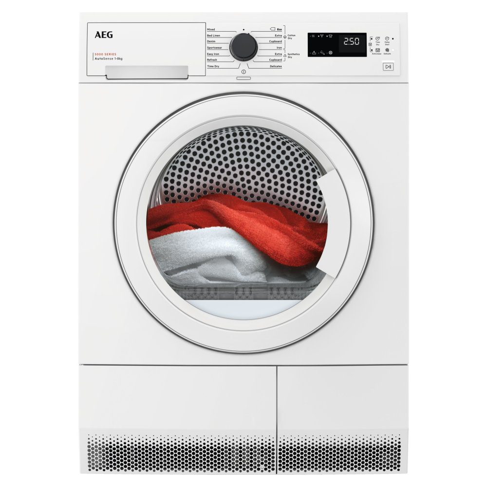 AEG  8kg Series 5000 Heat Pump Condenser Dryer TXH508A2R - White
