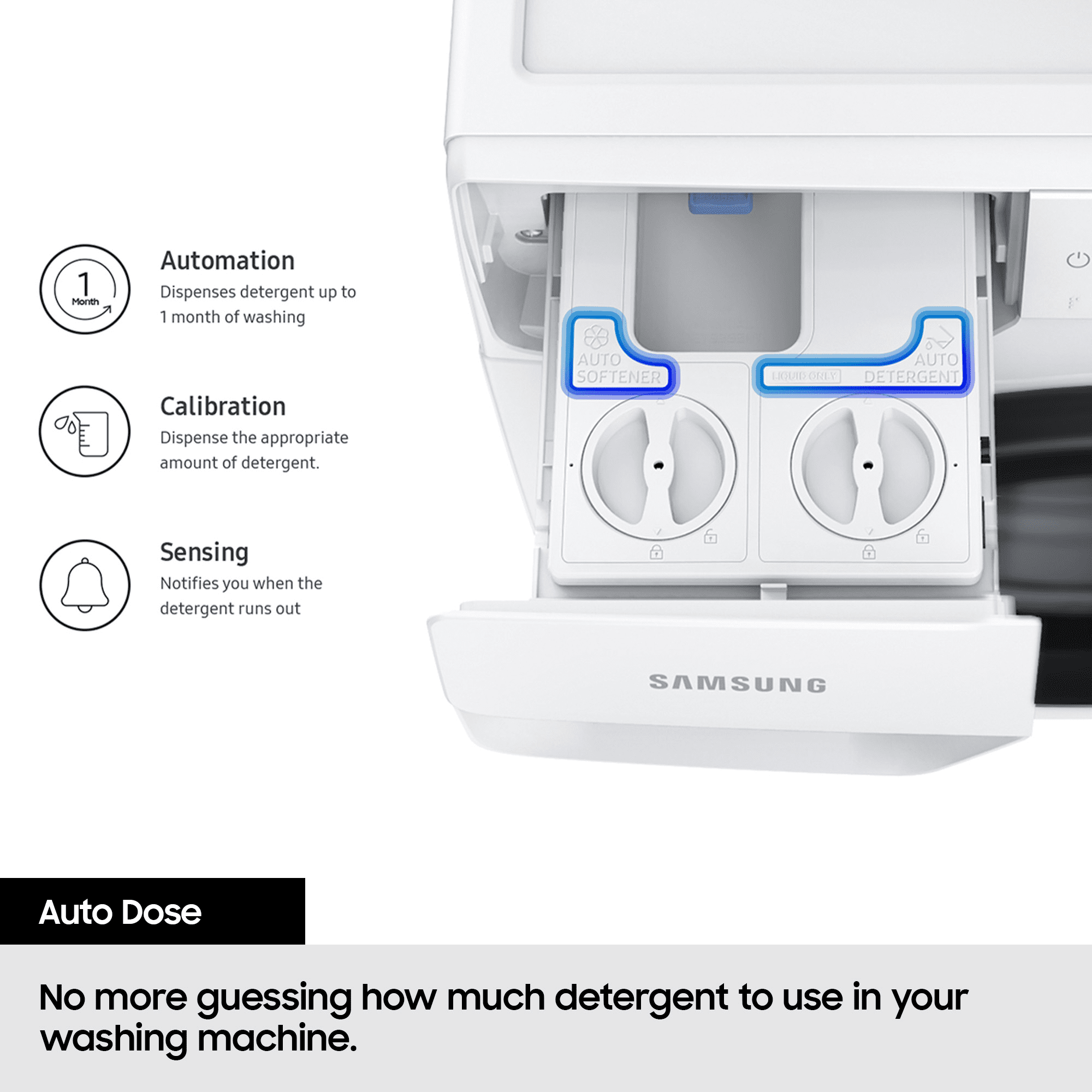 Samsung 9kg Bespoke AI Series 6 AI Energy Ecobubble AutoDose Steam Washing Machine 1400rpm WW90DG6U85LEU1 - White Samsung 9kg Bespoke AI Series 6 AI Energy Ecobubble AutoDose Steam Washing Machine 1400rpm WW90DG6U85LEU1 - White