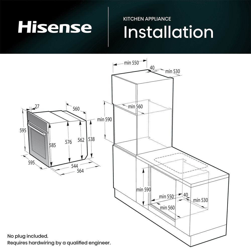 Hisense Hi8 BlackLine Steam Add Pro Single Oven BAS6AH8BUKWF - Black Hisense Hi8 BlackLine Steam Add Pro Single Oven BAS6AH8BUKWF - Black