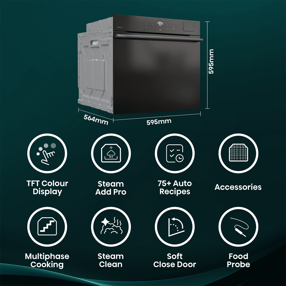 Hisense Hi8 BlackLine Steam Add Pro Single Oven BAS6AH8BUKWF - Black Hisense Hi8 BlackLine Steam Add Pro Single Oven BAS6AH8BUKWF - Black