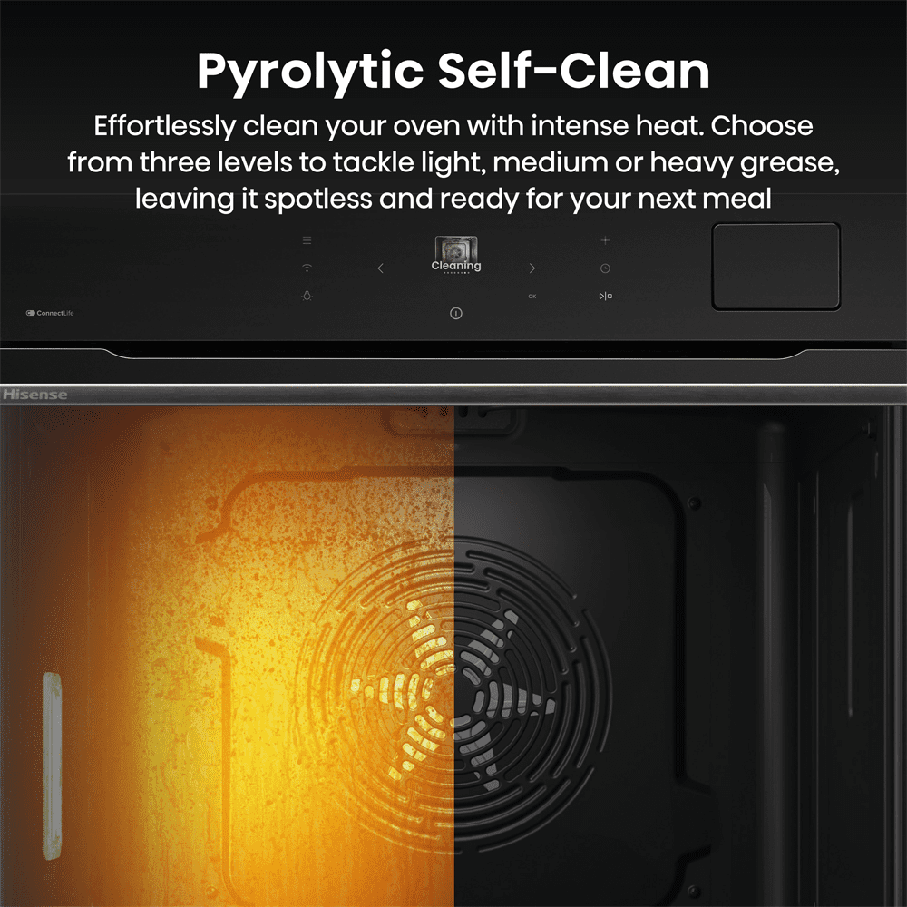 Hisense Hi8 BlackLine Pyrolytic Steam Add Pro Single Oven BAS6PH8BUKWF - Black Hisense Hi8 BlackLine Pyrolytic Steam Add Pro Single Oven BAS6PH8BUKWF - Black