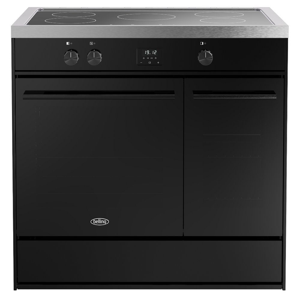 Belling Vision 90EI Twin Cavity Induction Range Cooker 444412045 - Black