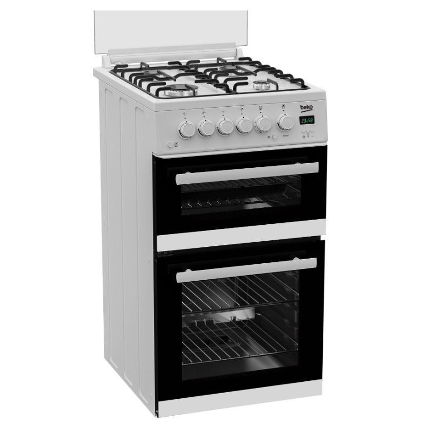 Beko 50cm Freestanding Gas Cooker With Glass Lid EDG507W - White Beko 50cm Freestanding Gas Cooker With Glass Lid EDG507W - White