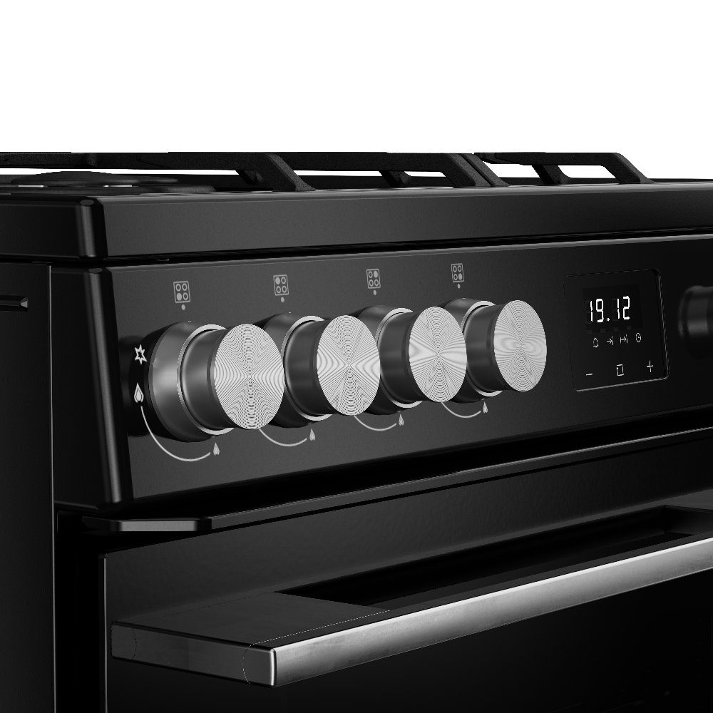 Belling Vision 60DF Twin Cavity Dual Fuel Freestanding Cooker 444412048 - Black Belling Vision 60DF Twin Cavity Dual Fuel Freestanding Cooker 444412048 - Black