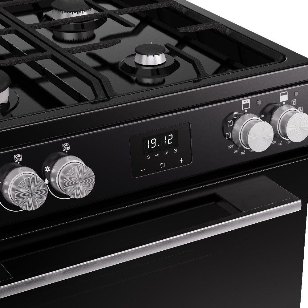 Belling Vision 60DF Twin Cavity Dual Fuel Freestanding Cooker 444412048 - Black Belling Vision 60DF Twin Cavity Dual Fuel Freestanding Cooker 444412048 - Black