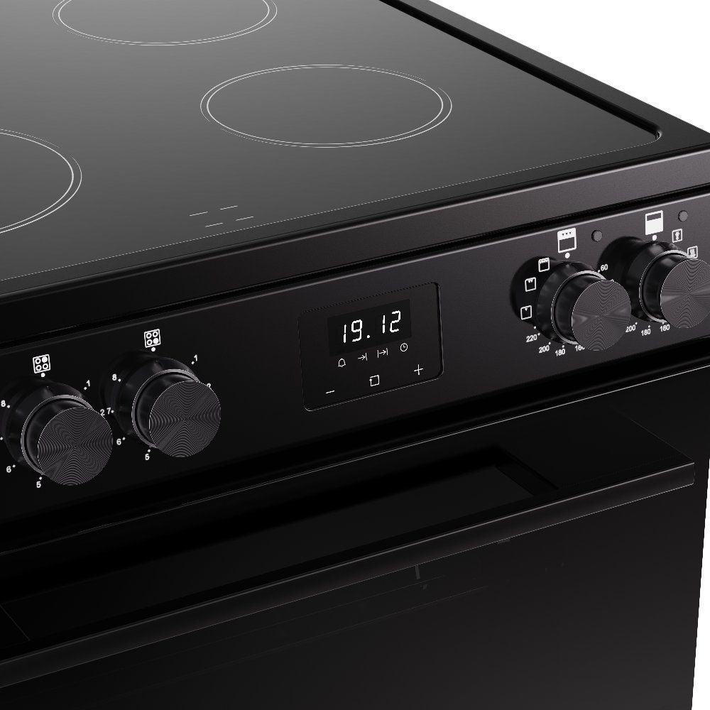 Belling Vision 60E Twin Cavity Ceramic Freestanding Cooker 444412049 - Black Belling Vision 60E Twin Cavity Ceramic Freestanding Cooker 444412049 - Black