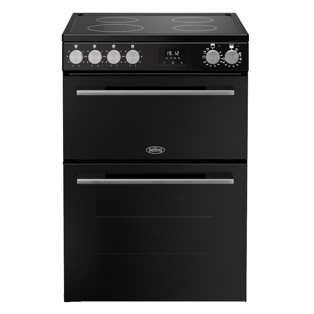Belling Vision 60E Twin Cavity Ceramic Freestanding Cooker 444412050 - Black