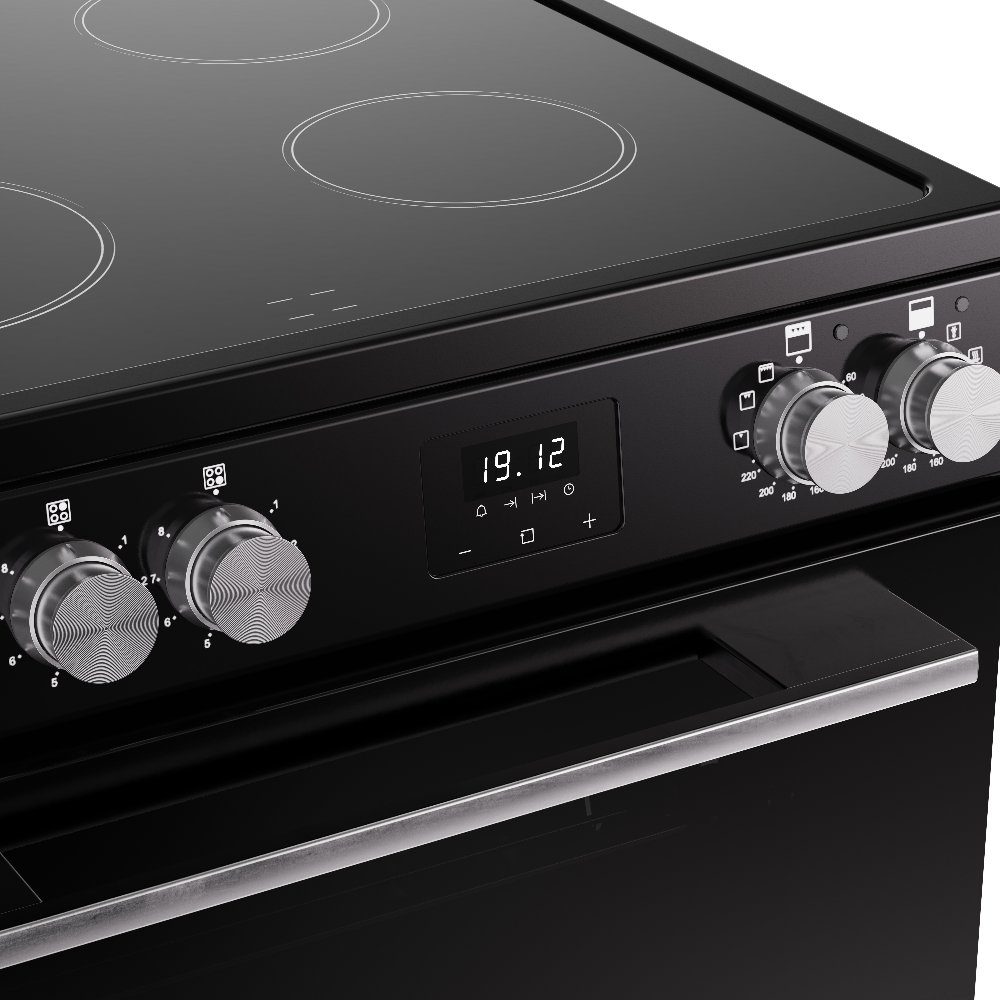 Belling Vision 60E Twin Cavity Ceramic Freestanding Cooker 444412050 - Black Belling Vision 60E Twin Cavity Ceramic Freestanding Cooker 444412050 - Black