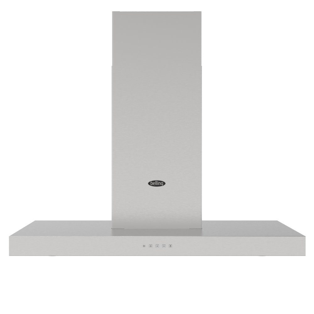 Belling BEL COOKCENTRE CHIM 90T STA 1663 90cm Flat Chimney Hood - STAINLESS STEEL