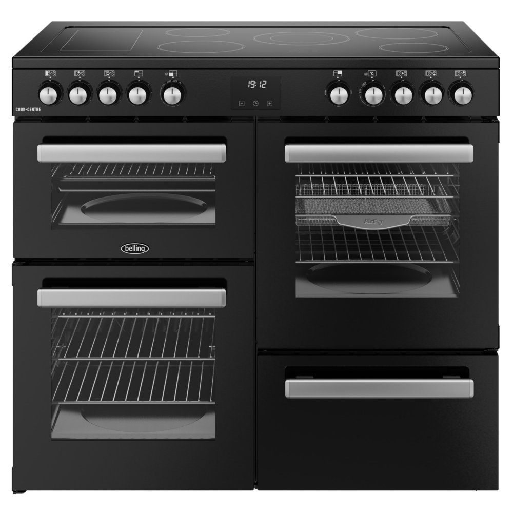 Belling Cookcentre 100E Ceramic Range Cooker 444411797 - Black