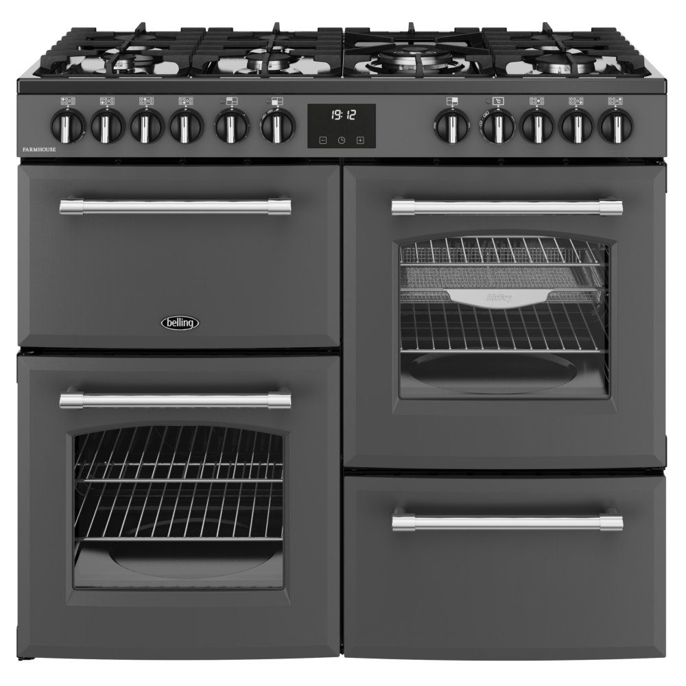Belling Farmhouse 100DF Dual Fuel Range Cooker 444411828 - Anthracite