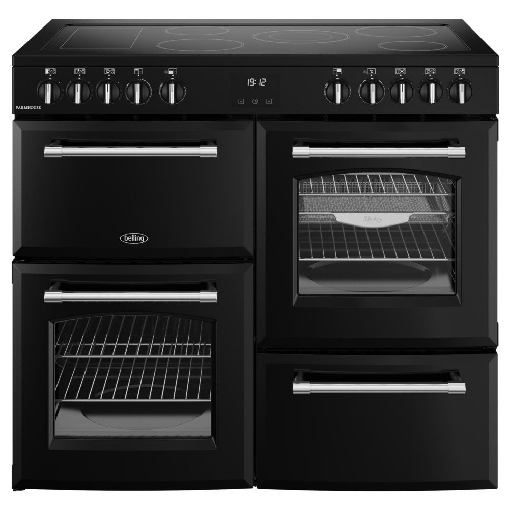 Belling Farmhouse 100E Ceramic Range Cooker 444411826 - Black