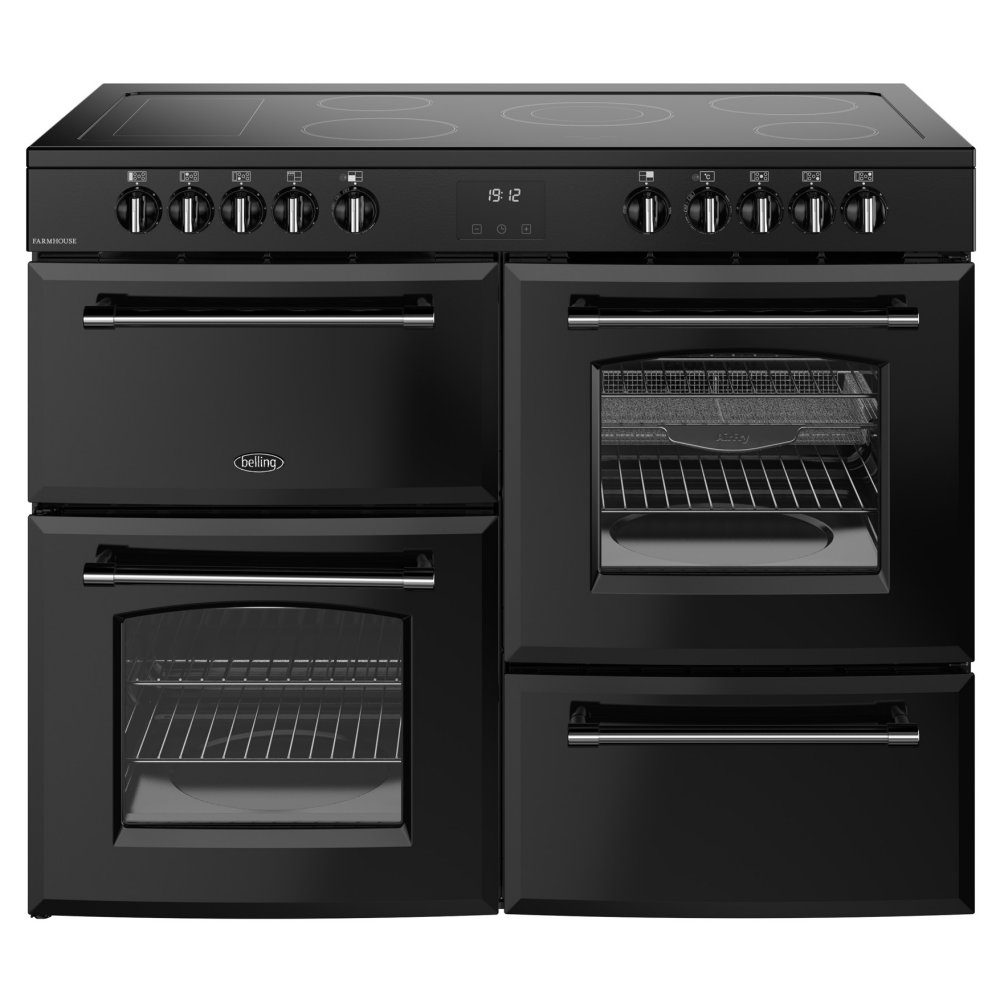 Belling Farmhouse 110E Ceramic Range Cooker 444411835 - Black