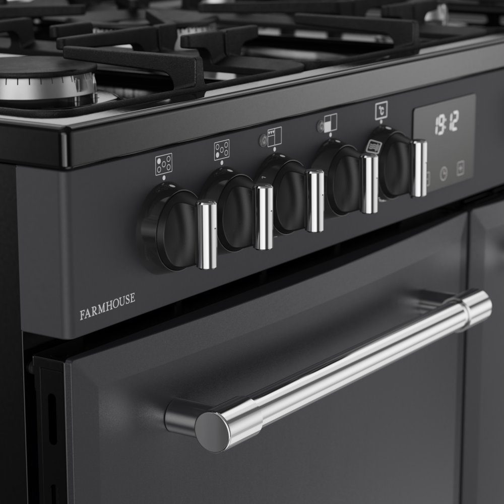 Belling Farmhouse 90DF Dual Fuel Range Cooker 444411819 - Anthracite Belling Farmhouse 90DF Dual Fuel Range Cooker 444411819 - Anthracite