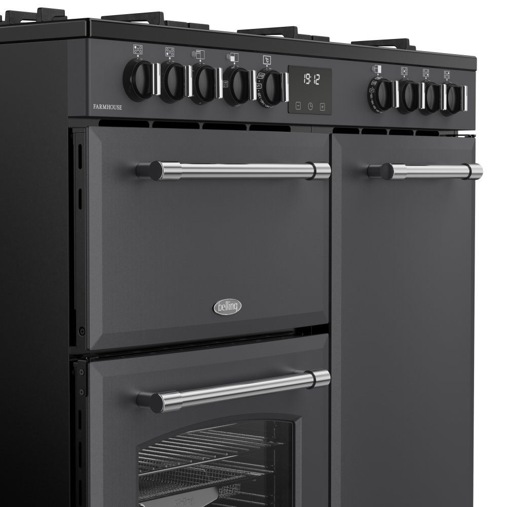 Belling Farmhouse 90DF Dual Fuel Range Cooker 444411819 - Anthracite Belling Farmhouse 90DF Dual Fuel Range Cooker 444411819 - Anthracite
