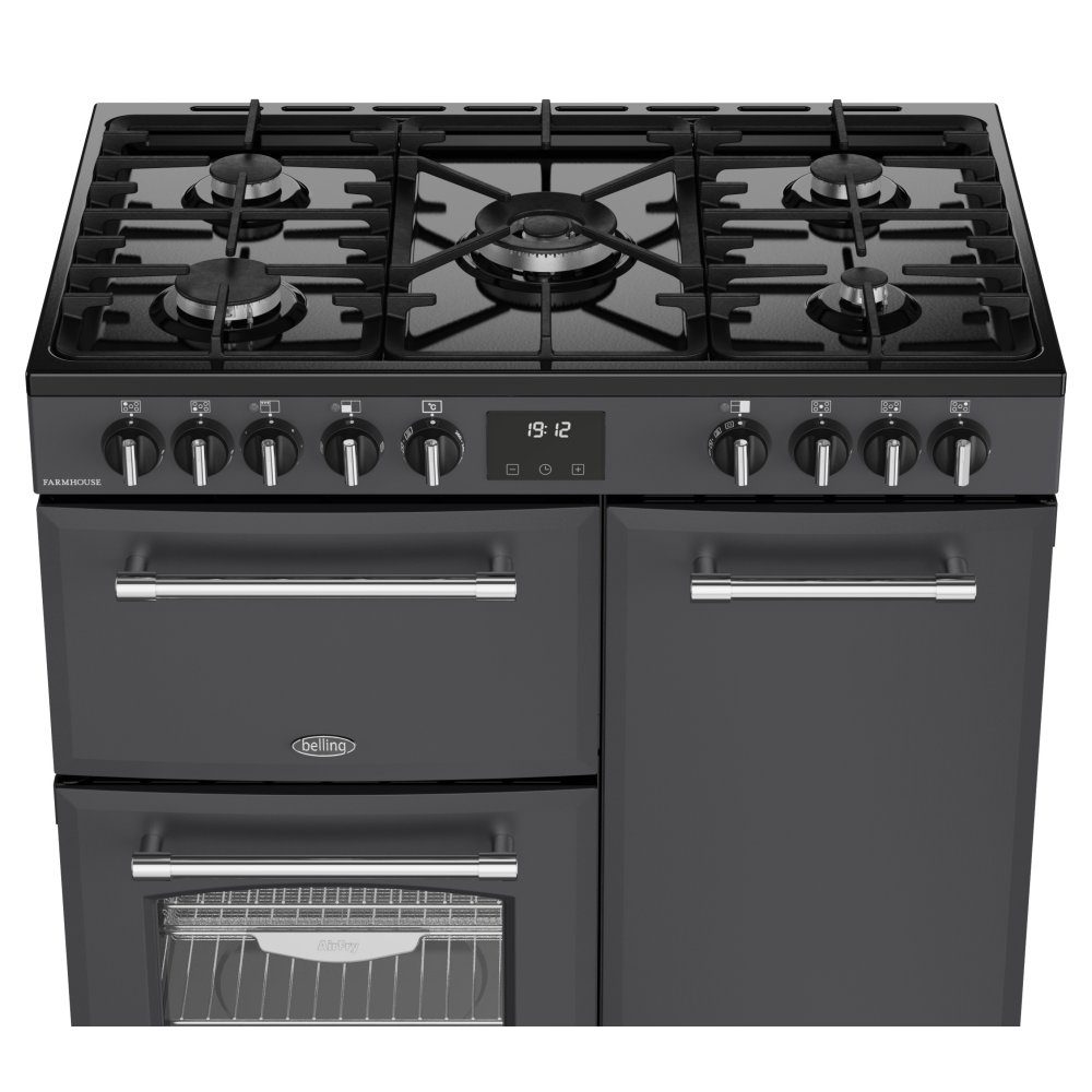 Belling Farmhouse 90DF Dual Fuel Range Cooker 444411819 - Anthracite Belling Farmhouse 90DF Dual Fuel Range Cooker 444411819 - Anthracite