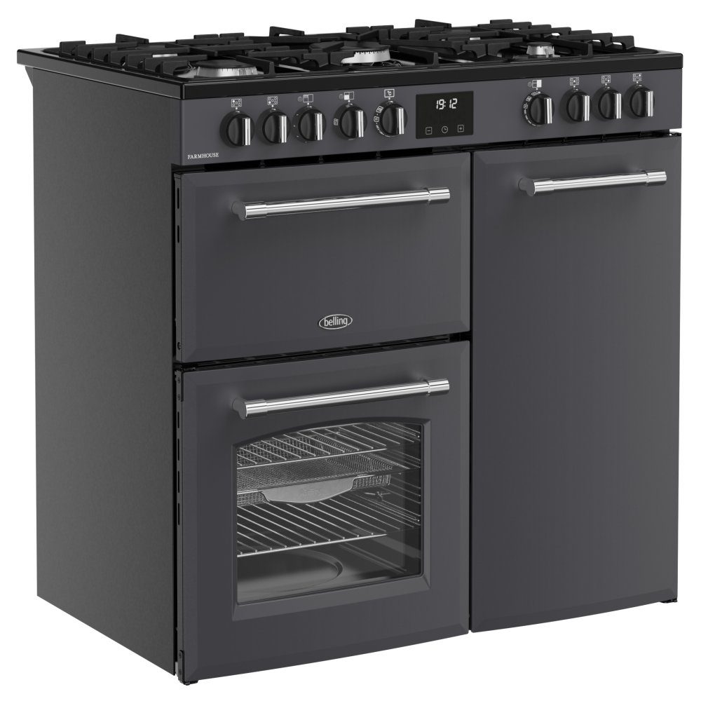 Belling Farmhouse 90DF Dual Fuel Range Cooker 444411819 - Anthracite Belling Farmhouse 90DF Dual Fuel Range Cooker 444411819 - Anthracite