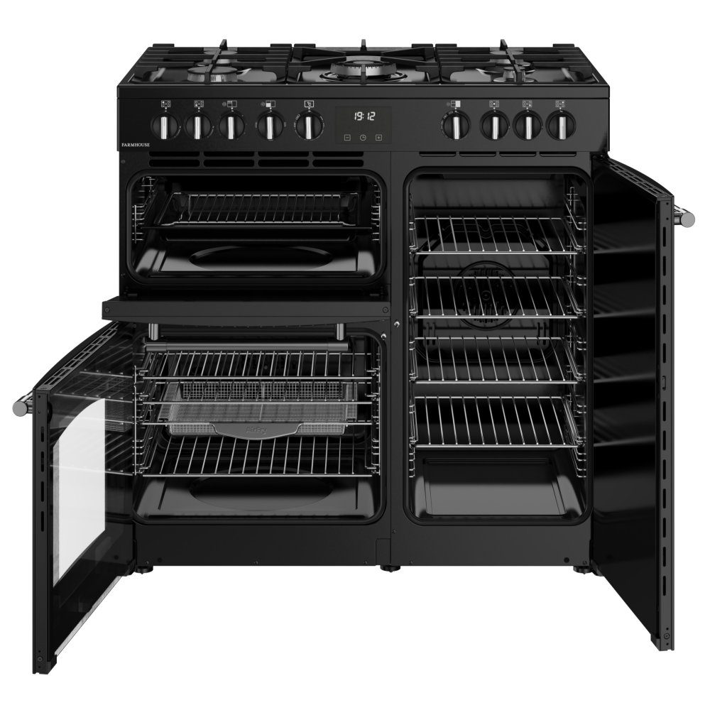 Belling Farmhouse 90DF Dual Fuel Range Cooker 444411820 - Black Belling Farmhouse 90DF Dual Fuel Range Cooker 444411820 - Black