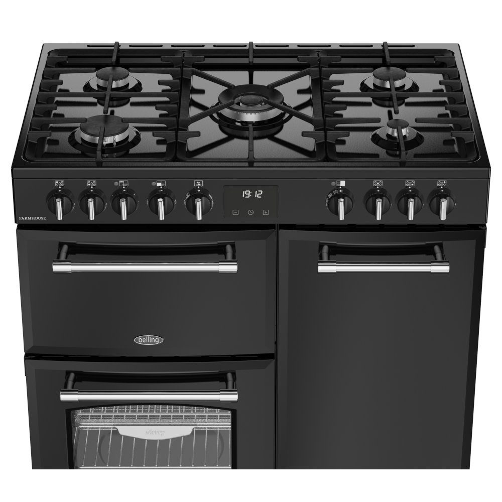 Belling Farmhouse 90DF Dual Fuel Range Cooker 444411820 - Black Belling Farmhouse 90DF Dual Fuel Range Cooker 444411820 - Black