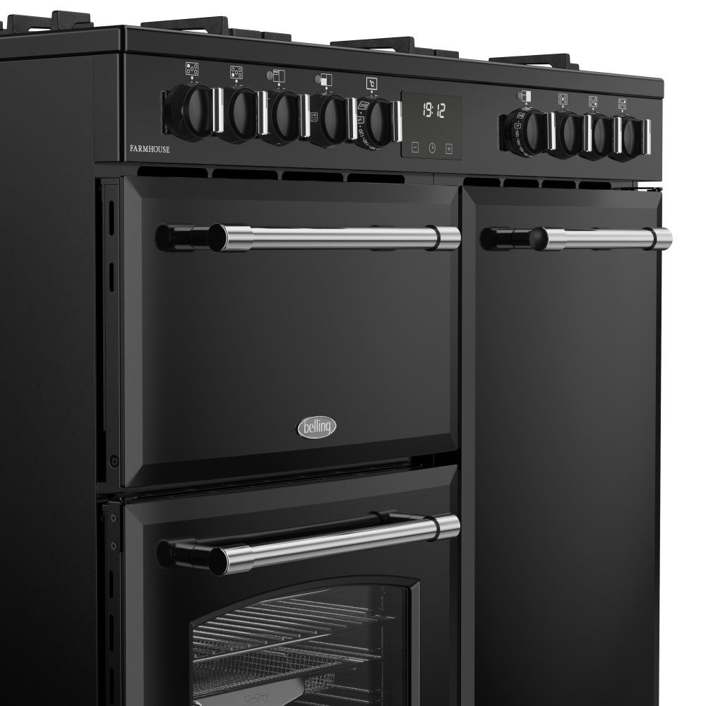 Belling Farmhouse 90DF Dual Fuel Range Cooker 444411820 - Black Belling Farmhouse 90DF Dual Fuel Range Cooker 444411820 - Black