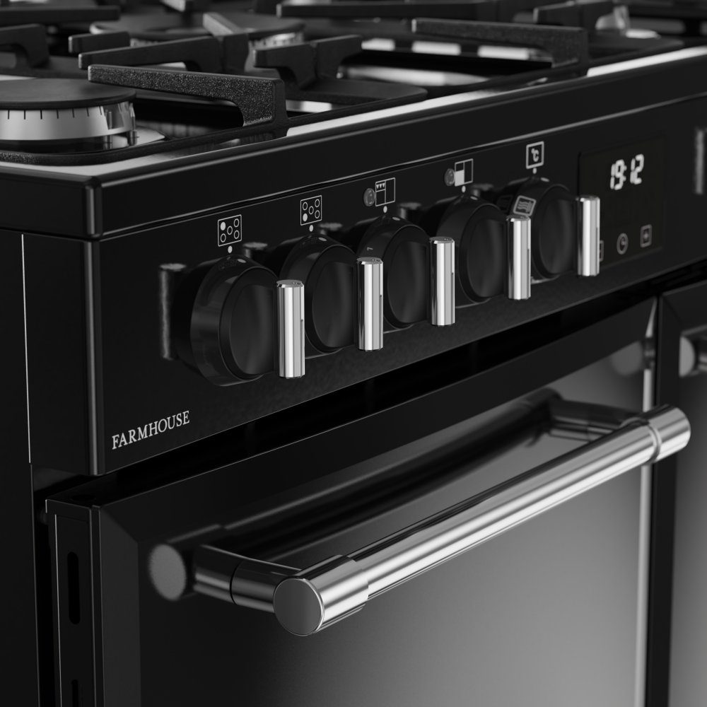 Belling Farmhouse 90DF Dual Fuel Range Cooker 444411820 - Black Belling Farmhouse 90DF Dual Fuel Range Cooker 444411820 - Black