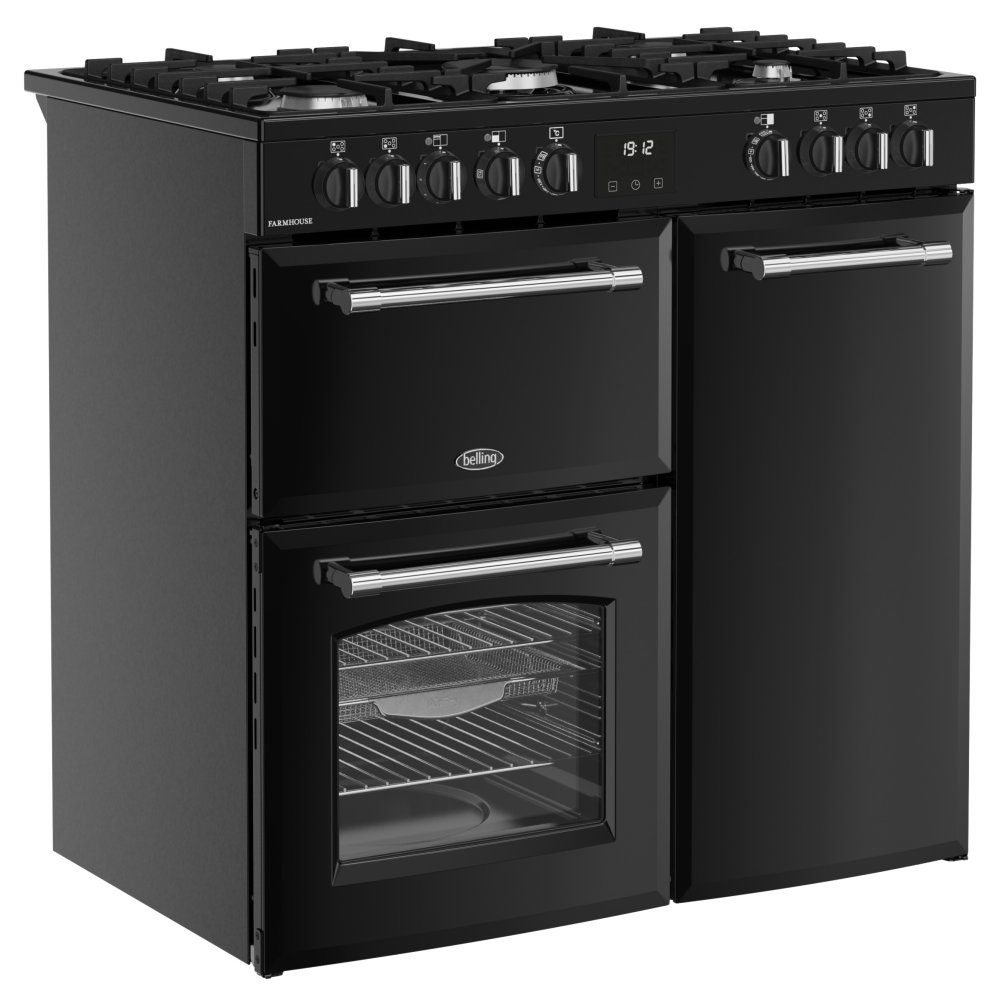 Belling Farmhouse 90DF Dual Fuel Range Cooker 444411820 - Black Belling Farmhouse 90DF Dual Fuel Range Cooker 444411820 - Black