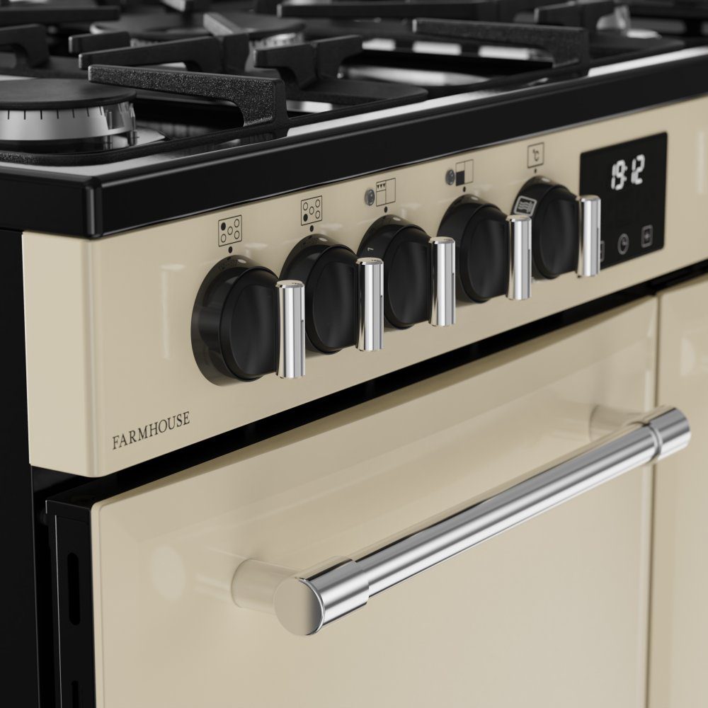 Belling Farmhouse 90DF Dual Fuel Range Cooker 444411821 - Cream Belling Farmhouse 90DF Dual Fuel Range Cooker 444411821 - Cream