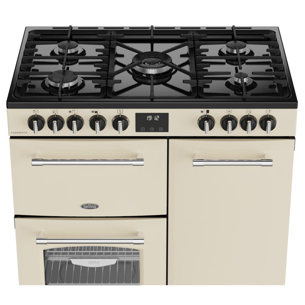 Belling Farmhouse 90DF Dual Fuel Range Cooker 444411821 - Cream Belling Farmhouse 90DF Dual Fuel Range Cooker 444411821 - Cream