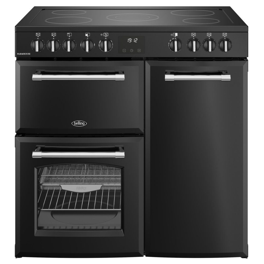 Belling Farmhouse 90E Ceramic Range Cooker 444411817 - Black