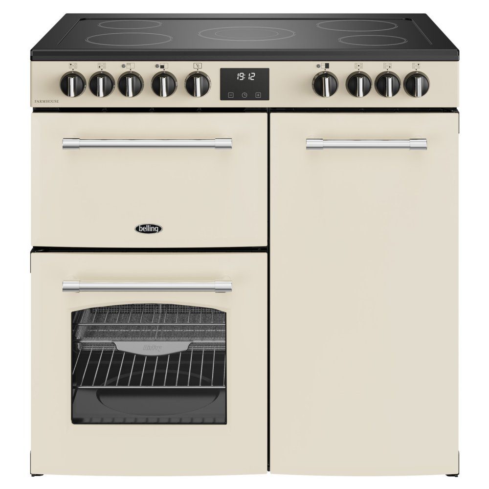 Belling Farmhouse 90E Ceramic Range Cooker 444411818 - Cream