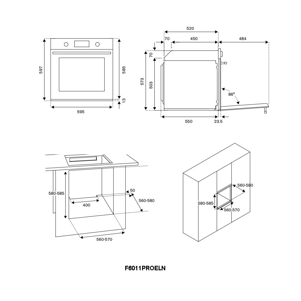 Bertazzoni Professional Series Single Oven F6011PROELN - Carbonio Bertazzoni Professional Series Single Oven F6011PROELN - Carbonio