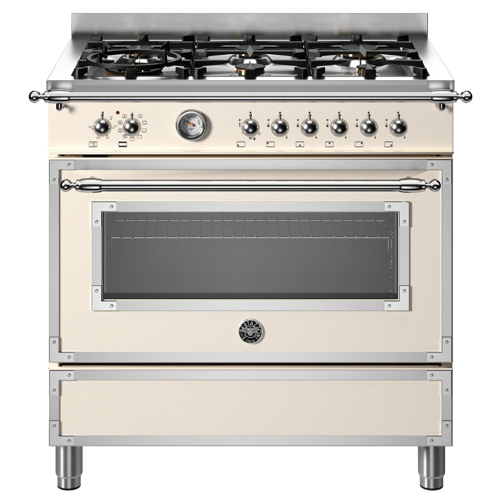 Bertazzoni  90cm Heritage Dual Fuel Range Cooker HER96L1EAVT - IVORY