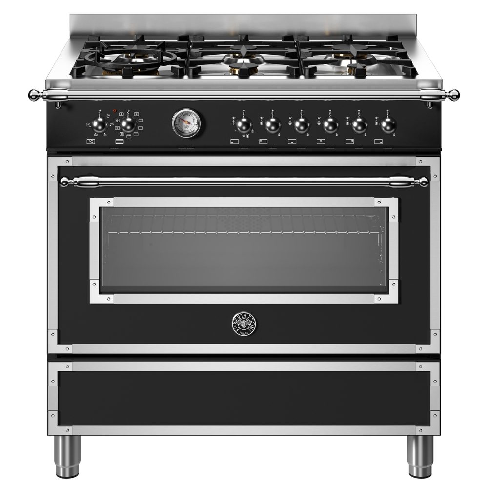 Bertazzoni  90cm Heritage Dual Fuel Range Cooker HER96L1ENET - BLACK