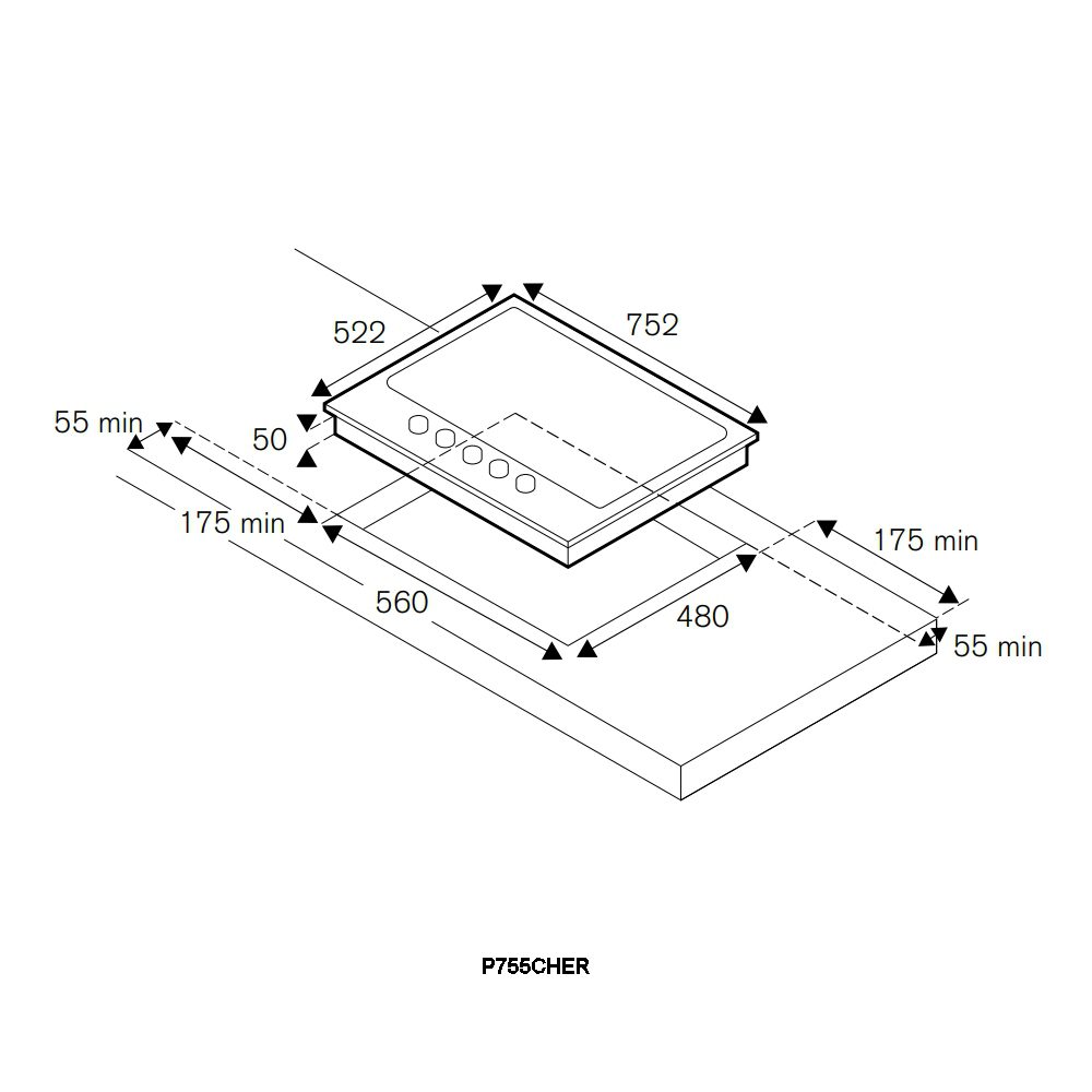 Bertazzoni 75cm Heritage Series 5 Burner Gas Hob P755CHERNE - Black Bertazzoni 75cm Heritage Series 5 Burner Gas Hob P755CHERNE - Black
