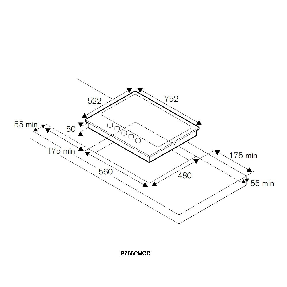 Bertazzoni 75cm Modern Series 5 Burner Gas Hob P755CMODNE - Black Bertazzoni 75cm Modern Series 5 Burner Gas Hob P755CMODNE - Black
