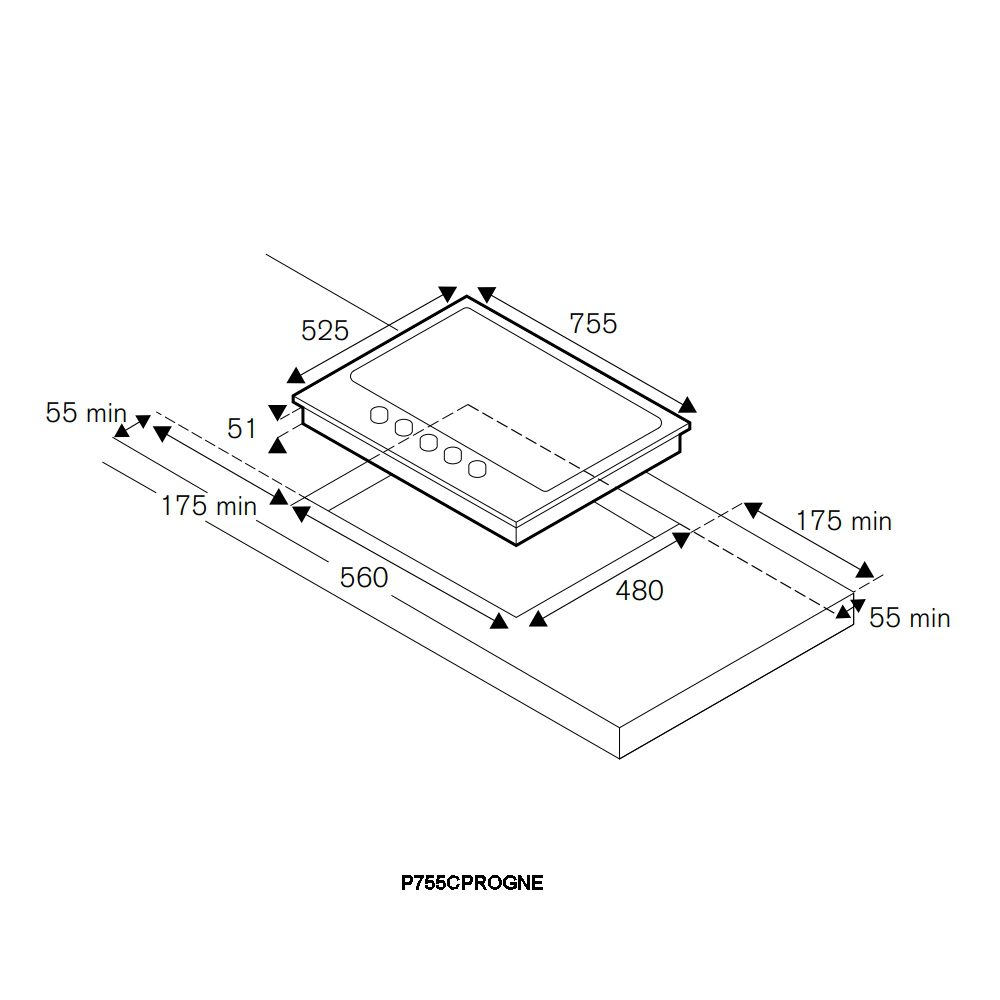 Bertazzoni 75cm Professional Series 5 Burner Gas On Glass Hob P755CPROGNE - Black Bertazzoni 75cm Professional Series 5 Burner Gas On Glass Hob P755CPROGNE - Black