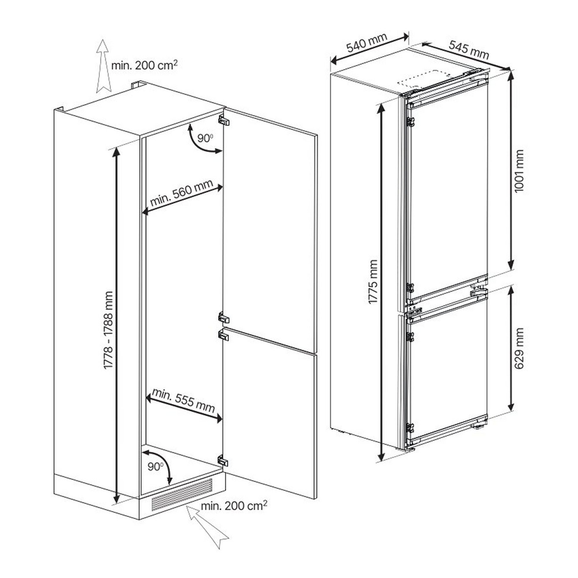 Blomberg 177cm Integrated 60/40 Frost Free Fridge Freezer KNE4554EVI Blomberg 177cm Integrated 60/40 Frost Free Fridge Freezer KNE4554EVI