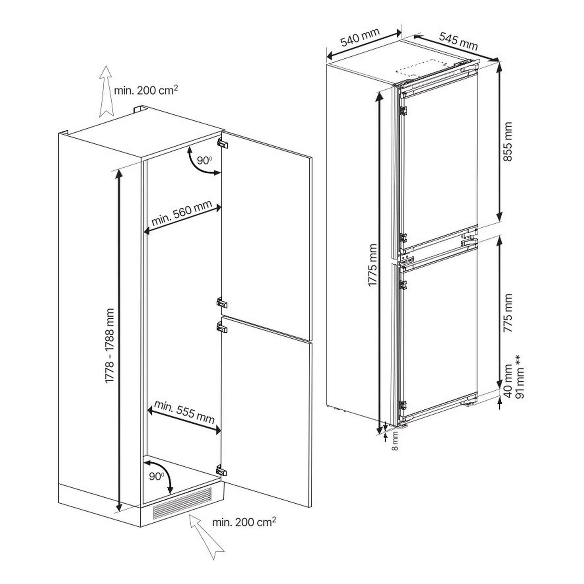 Blomberg 177cm Integrated 50/50 Frost Free Fridge Freezer KNE4564EVI Blomberg 177cm Integrated 50/50 Frost Free Fridge Freezer KNE4564EVI