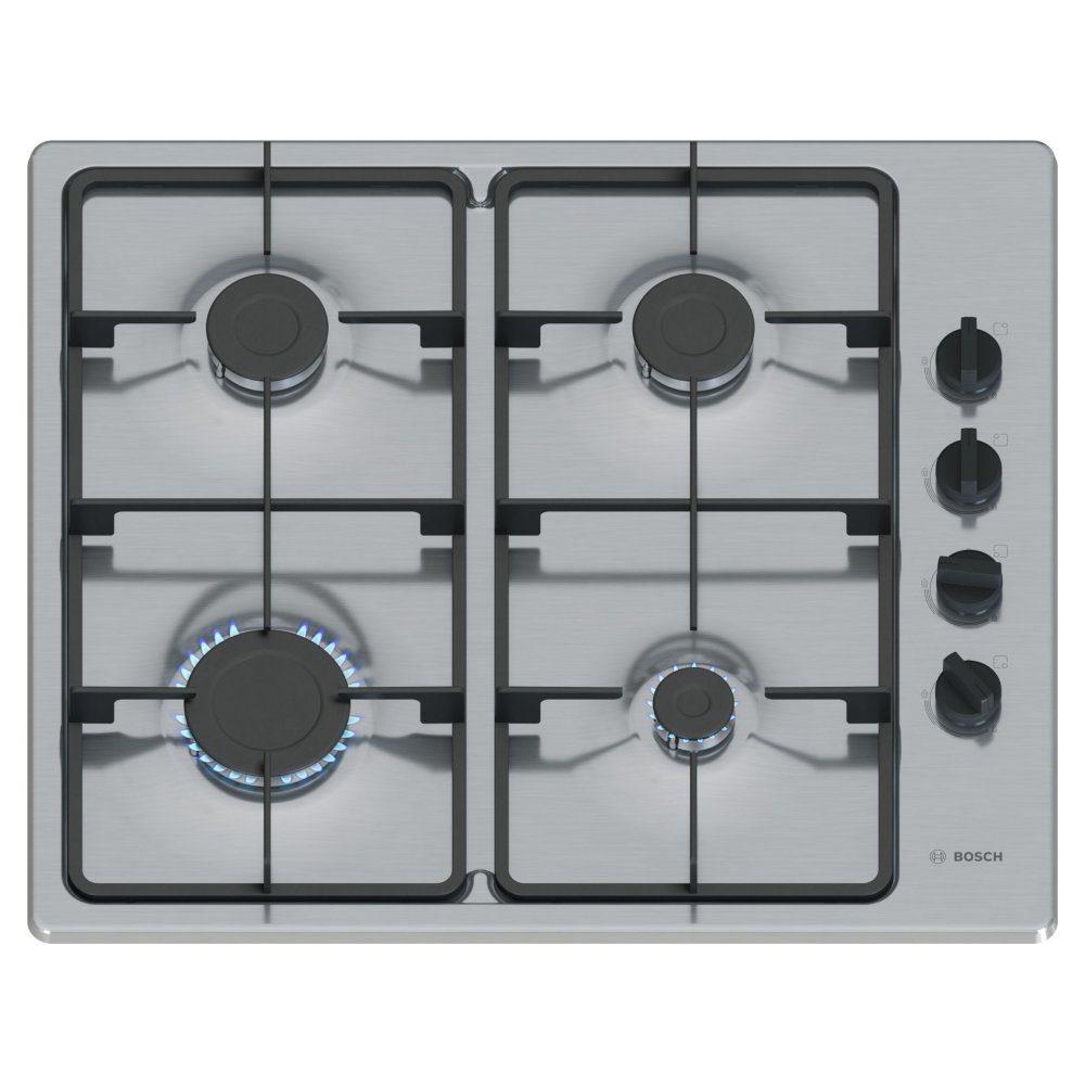 Bosch  60cm Series 2 4 Burner Gas Hob PBP6B5K60 - Stainless Steel