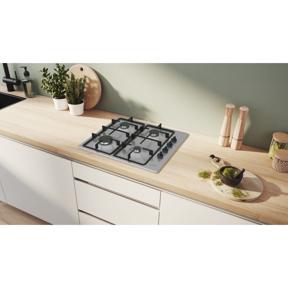 Bosch 60cm Series 2 4 Burner Gas Hob PBP6B5K60 - Stainless Steel Bosch 60cm Series 2 4 Burner Gas Hob PBP6B5K60 - Stainless Steel