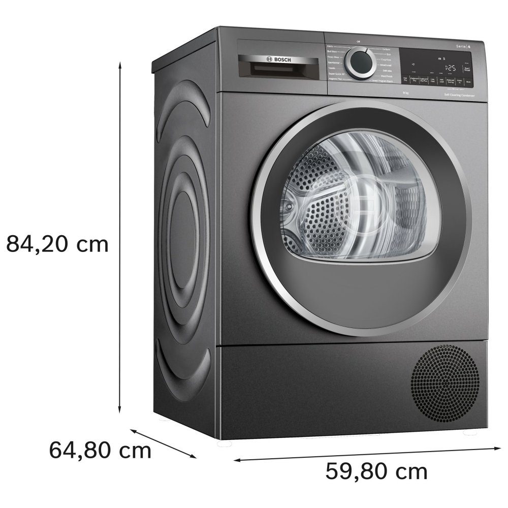 Bosch 9kg Series 6 Heat Pump Condenser Dryer WQG245R2GB - Graphite Bosch 9kg Series 6 Heat Pump Condenser Dryer WQG245R2GB - Graphite