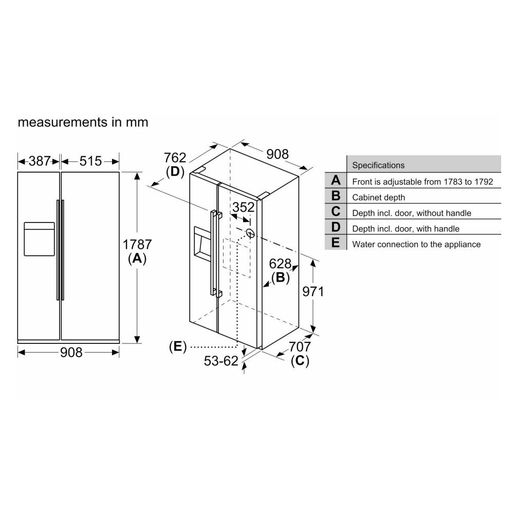Bosch Series 6 American Fridge Freezer Ice & Water KAD93AIERG - Stainless Steel Bosch Series 6 American Fridge Freezer Ice & Water KAD93AIERG - Stainless Steel