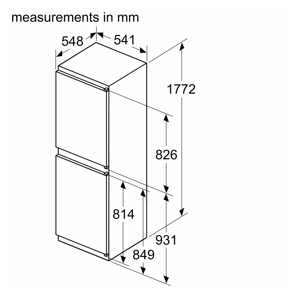 Bosch 177cm Series 2 Integrated 50/50 Frost Free Fridge Freezer KIN85NSE0G Bosch 177cm Series 2 Integrated 50/50 Frost Free Fridge Freezer KIN85NSE0G