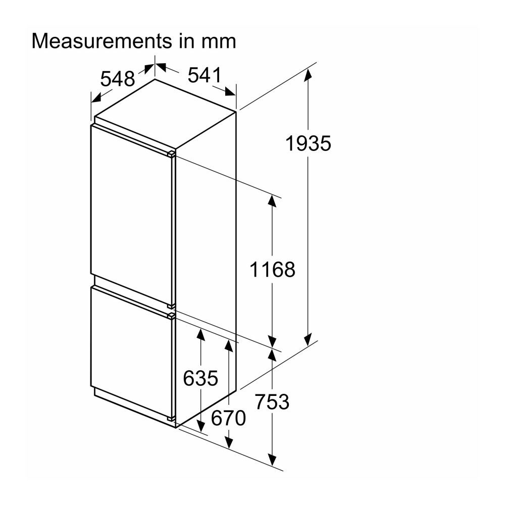 Bosch 194cm Series 2 Integrated 60/40 Frost Free Fridge Freezer KIN96NSE0G Bosch 194cm Series 2 Integrated 60/40 Frost Free Fridge Freezer KIN96NSE0G