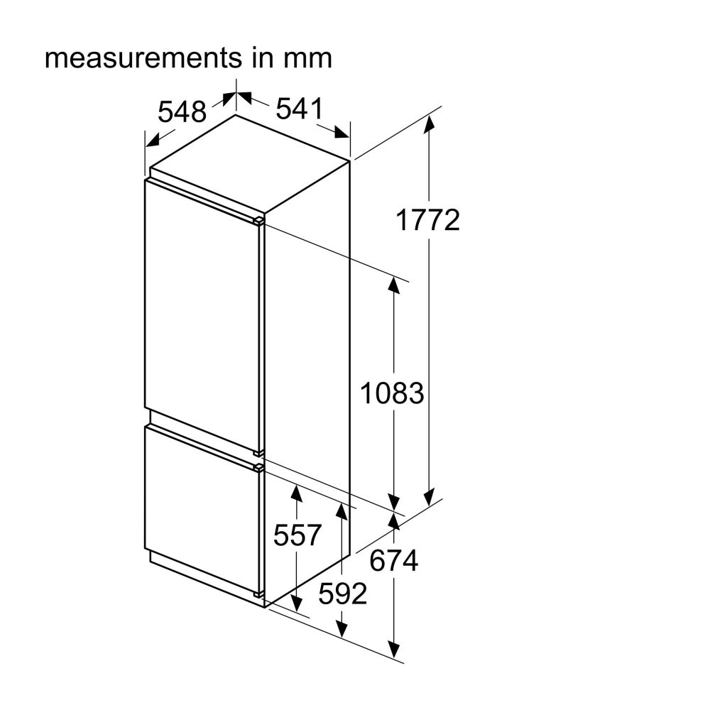 Bosch 177cm Series 2 Integrated 70/30 Fridge Freezer KIV87NSE0G Bosch 177cm Series 2 Integrated 70/30 Fridge Freezer KIV87NSE0G